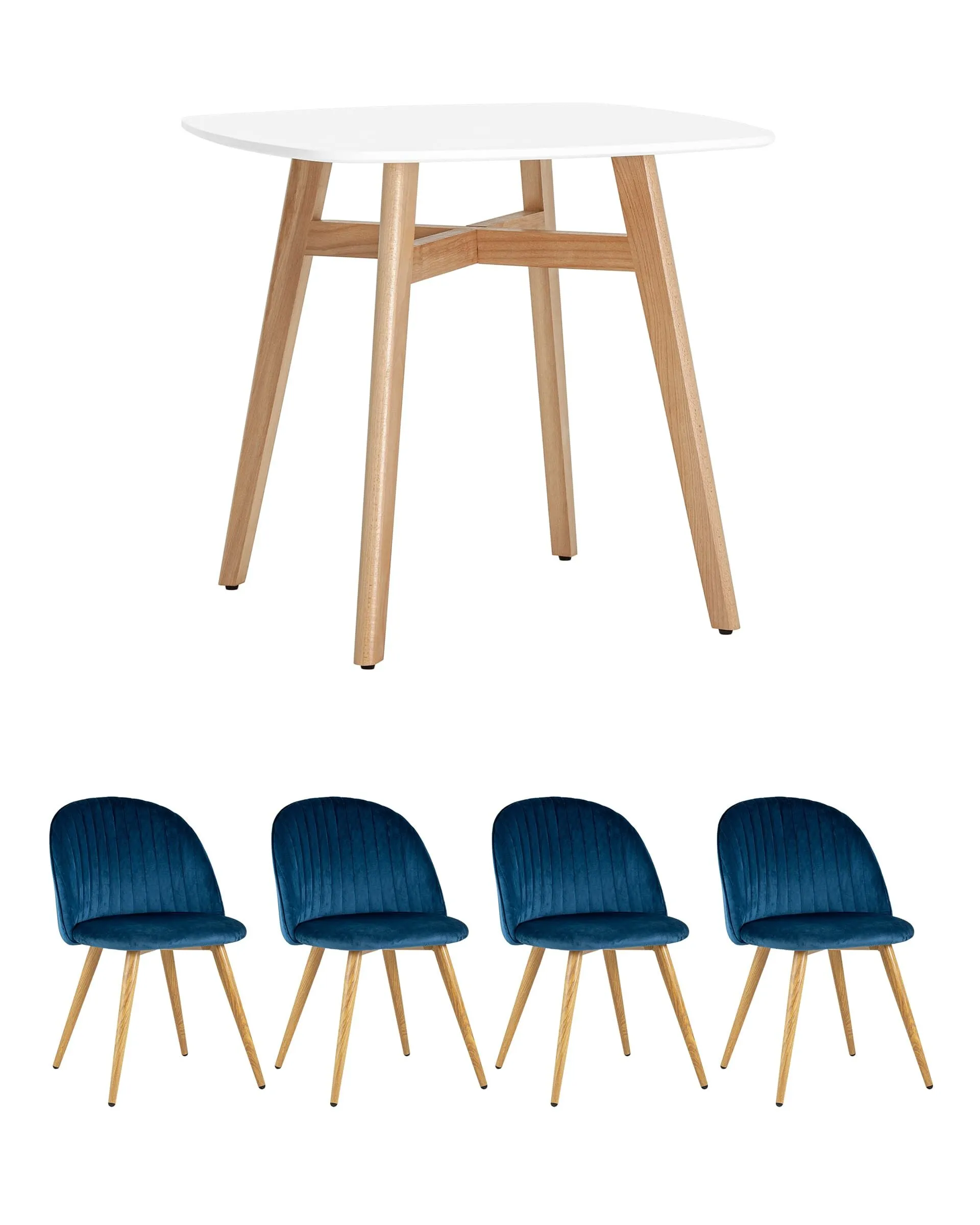Обеденная группа стол Target 80*80, 4 стула Лион Страйпс голубой купить за  37179 ₽ (арт. 00007371) в интернет-магазине «Дизайн Склад» dsklad.ru