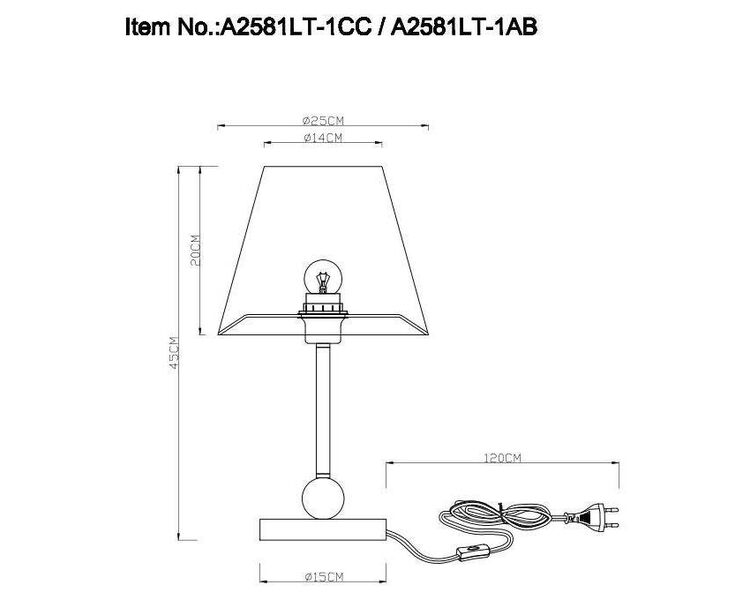 Купить Настольная лампа Arte Lamp Elba A2581LT-1AB, фото 3