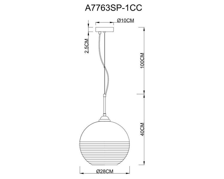 Купить Подвесной светильник Arte Lamp Wave A7763SP-1CC, фото 2