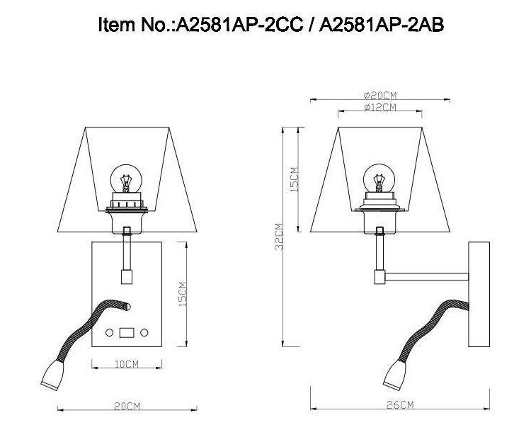 Купить Бра Arte Lamp Elba A2581AP-2CC, фото 2