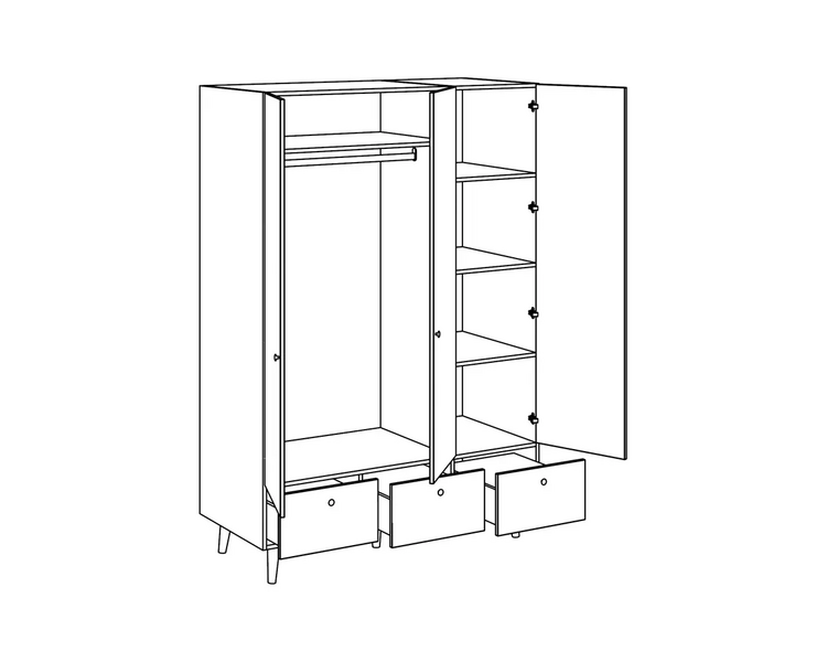 Купить Шкаф распашной frida, 135 x 197 см, Размер Ш х В: 149 х 197, Варианты цвета: background дервянные ножки, фото 4