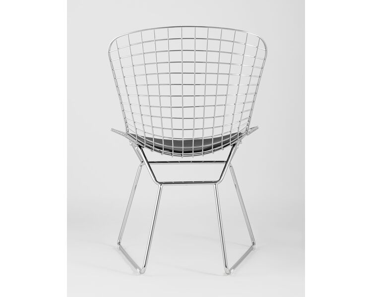 Купить Стул обеденный Bertoia хромированный с черной подушкой 4 шт, Цвет: серебристый, фото 5