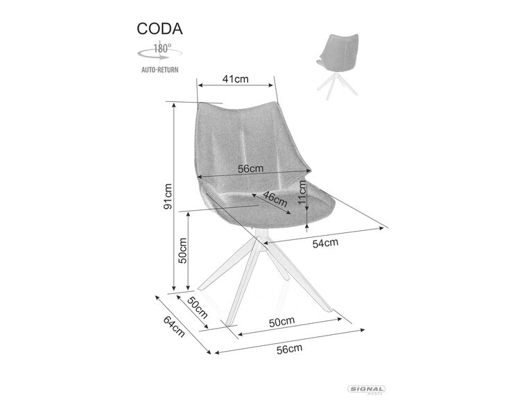 Купить Стул кухонный Signal CODA Vardo 11, серый, черный, Цвет: серый, Цвет: серый, фото 2